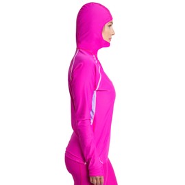 Tuga Women's Snorkel Hooded Top, UPF 50+, Made in USA, Fuchsia/Lavender, Medium