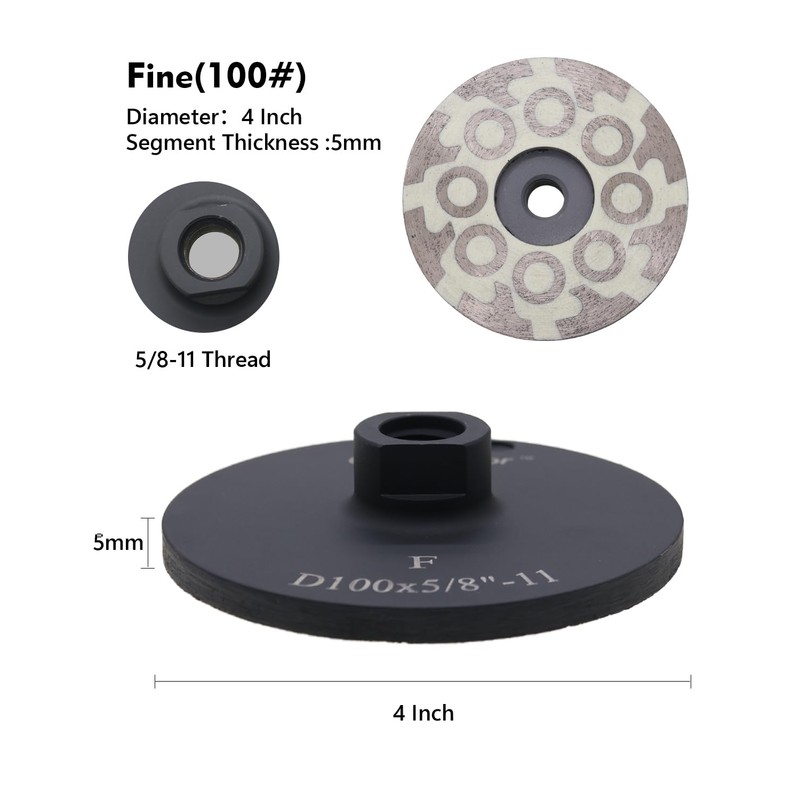 4" Flat Resin Filled Grinding Wheel, Chip Free Diamond Cup