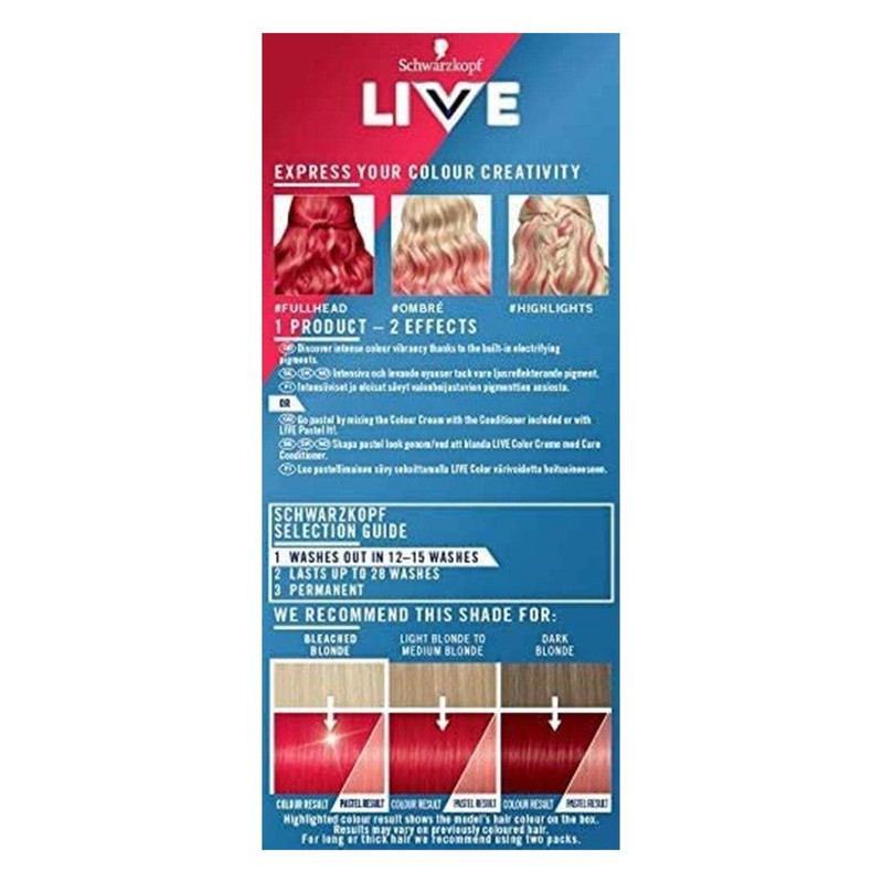 Schwarzkopf LIVE ULTRA BRIGHTS or Pastel – 92 Pillar Box Red (Pack of