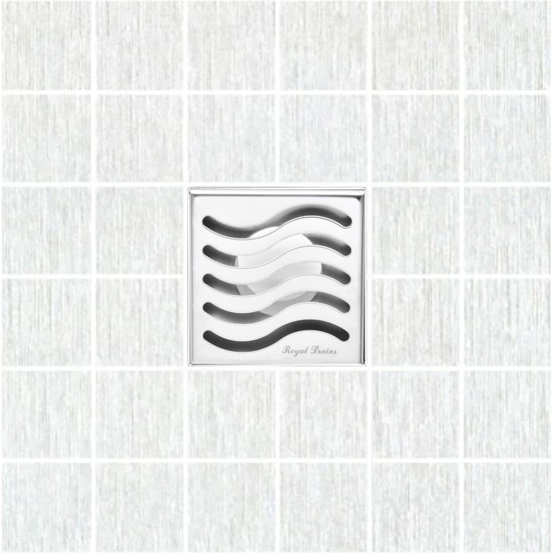SereneDrains 304 Stainless Steel 4 Inch Square Polished Chrome Shower