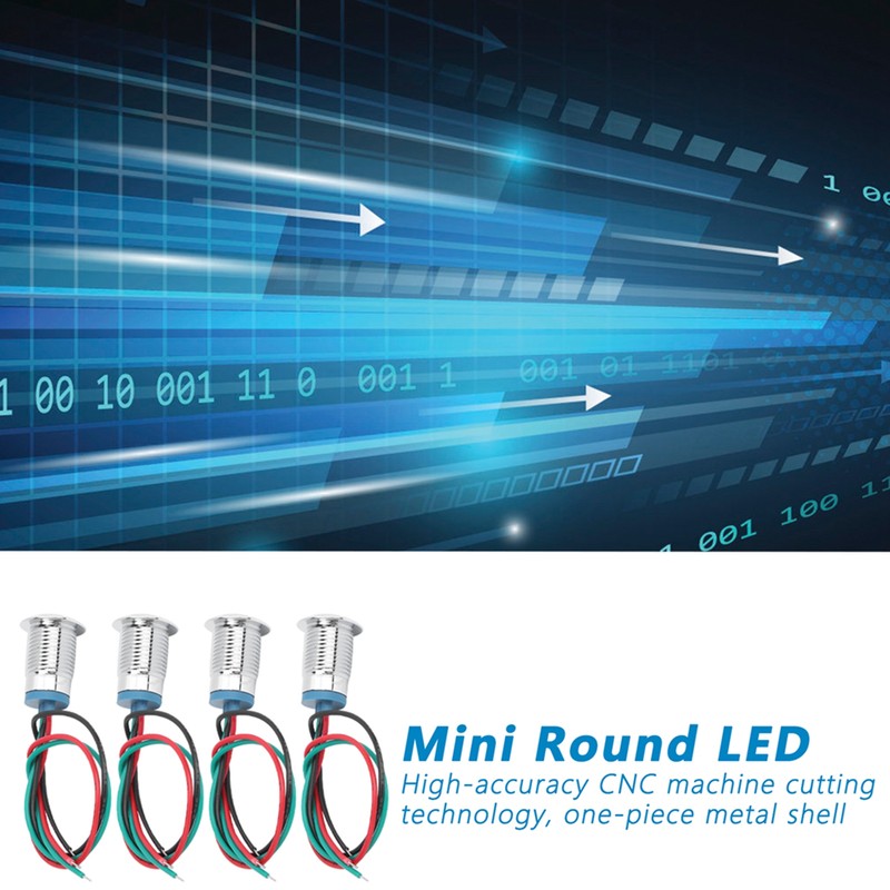 4 Sets PreWired Round LEDs Waterproof Metal 2Color Indicator Common