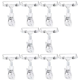 LimCryspp 10PCS Logo Clip Holder Double-Sided Label Holder with Rotatable Price Display Rack Product Logo Clip for Office Commercial Store Supermarket Exhibition Display