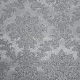Zambaiti Parati Vinyl Gray Silver Metallic Textured Victorian Damask Wallpaper Faux Silk Fabric