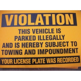 Unbranded 50 Neon Orange Violation Parked illegally Towing Warning No Parking Stickers 4x6
