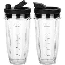 24oz for Ninja Blender Cups Replacement Compatible with Ninja Blenders BN401 BN751 BN801 BL642 BL682 NN102 SS401 SS101 TWISTi SS151 SS351 (2 Pack)