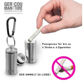 GC 3 x Pocket Ashtray Mini Stick Cup with Carabiner Compatible with IQOS Iluma Prime Terea and Heets Sticks, Herb Tin, Set of 3, Silver/Black