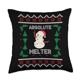 Naughty Nice List Humbug Christmas Absolute Melter Funny Anti-Christmas Melting Snowman Joke Throw Pillow, 18x18, Multicolor