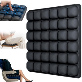 Portable Travel Cushion,Inflatable Seat Cushion,3D Air Cell Seat Cushion,with 36 Air Bags,for Pressure Relief,Tailbone Protection,Suitable for Airplanes,Wheelchairs,Car Sets,Office Chairs(Black)