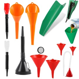 11 Pcs Automotive Funnels Set;Folding Funnel;Wide Mouth Fuel Funnels;Plastic Long Neck Oil Funnels;Spill-Free Oil Filling，Funnel for Filling Water/coolant Engine Oil