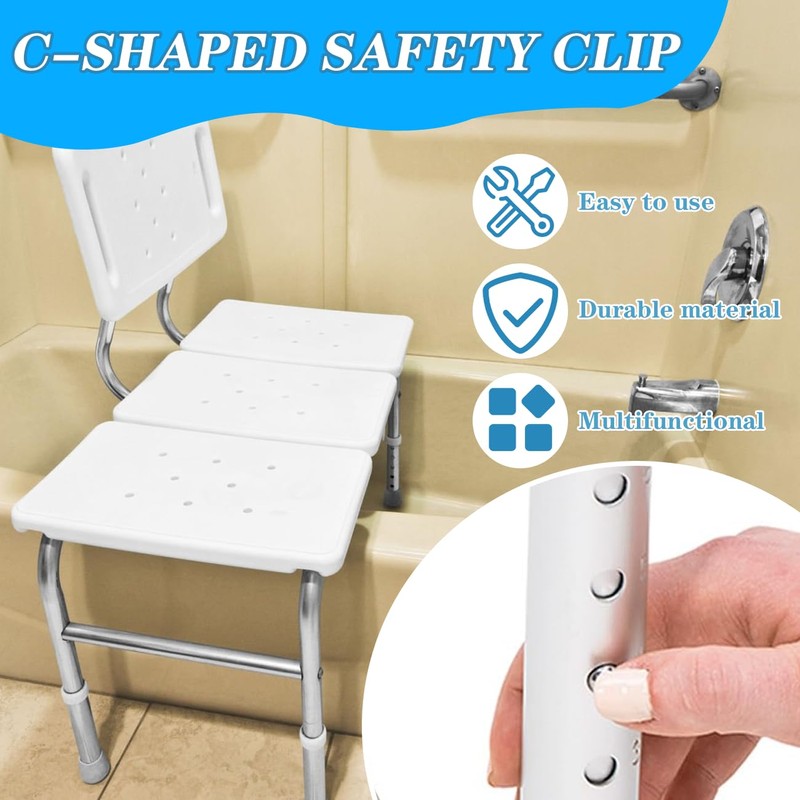 Replacement Clips Locking for Assembly Toilet Safety Rails,2-Pair C-Type Clamp