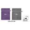 10 Piece Set Wash Mitts Premium, Colour: purple and anthracite,