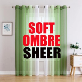 G2000 Sheer Curtains & Drapes 84 Inches Long Green and White Ombre Curtains for Bedroom Living Room Window Curtains Light Filtering Curtains Grommet Curtains for Patio Sliding Glass Door 2 Panels Set