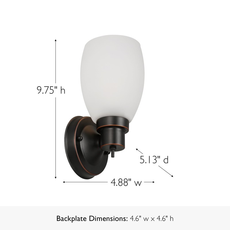 Lydia Wall Sconce, Oil Rubbed Bronze Finish, Frosted Glass Shade,