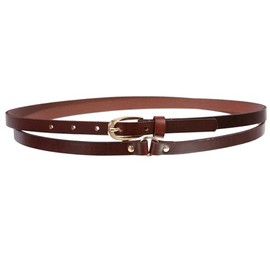 1/2" (13 mm) Skinny Solid Leather Double Wrap Belt, Brown | M/L - 36"