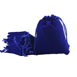 Sansam 50pcs Tiny Small Drawstring Velvet Jewelry Pouches, 2.0x2.8 Inch Royal Blue Drawstring Velvet Gift Bags,Treat Favor Bags for Wedding, Party, Shower