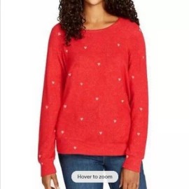BUFFALO Women’s SweatShirt PULLOVER( Red Hearts, SMALL) NWT