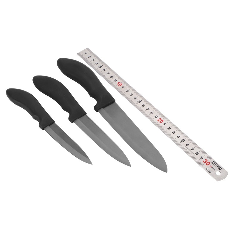 3Pcs Fruit Knife with Ergonomic Handle Black Blade Ceramic Cooking