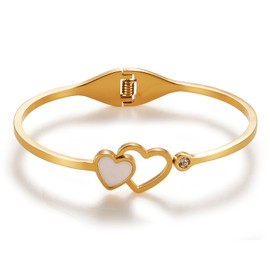 Pazciay - Brazaletes de oro para mujer, brazaletes de acero inoxidable chapados en oro de 18 quilates, joyería gruesa para mujer, Una talla, Acero inoxidable, No es una piedra preciosa