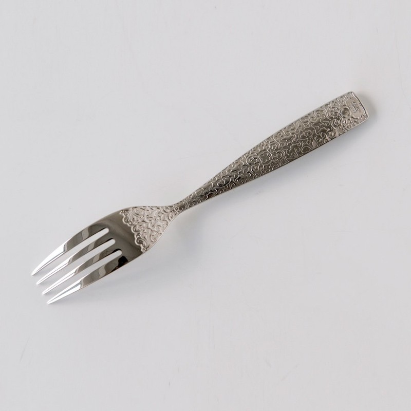 Alessi Dressed Dessert Fork, Silver