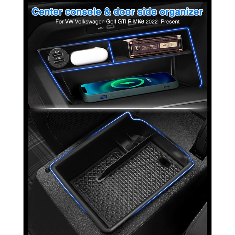 Karltys 2PCS Center Console Organizer Tray for 2022-2025 VW Volkswagen