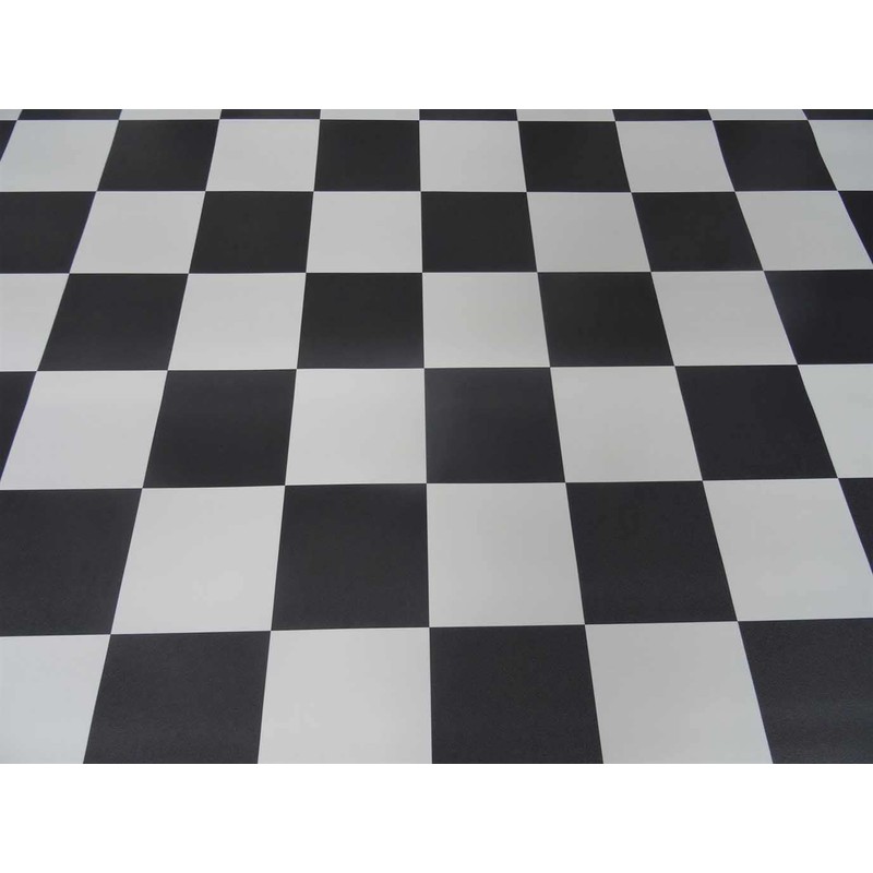 PVC Flooring Vinyl Flooring in Checkerboard Black White DIN A4