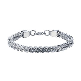 LaSua Mens Jewelry Silver Franco Chain Bracelet for Men Stainless Steel 8.5 inches Mens Bracelet