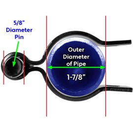 Black 1-7/8" Post Hinge - Use for 1-7/8" Outside Diameter Post/Pipe - Powder Coated Chain Link Post Gate Hinge - Nut/Bolt Included for Hinge - 2 Pack