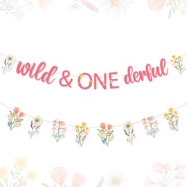 Funmemoir Wildflower 1st Birthday Decorations Girl Wild and Onederful Wildflower Banner Colorful Wildflower Garland for Our Little Wild Flower Is Turning One Flower Floral First Birthday Decorations