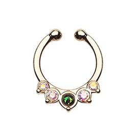 Covet Jewelry Golden Opal Precia Fake Septum Clip-On Ring