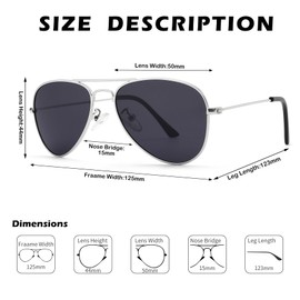 Pro Acme Small Polarized Aviator Sunglasses for Kids Boys Girls, Lightweight Metal Frame Age 2 – 8(Silver Frame/Grey Lens)