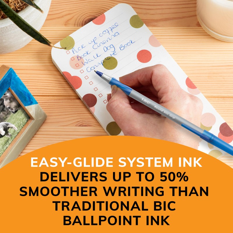 BIC Round Stic Grip Xtra Comfort Ball Pen, Medium Point