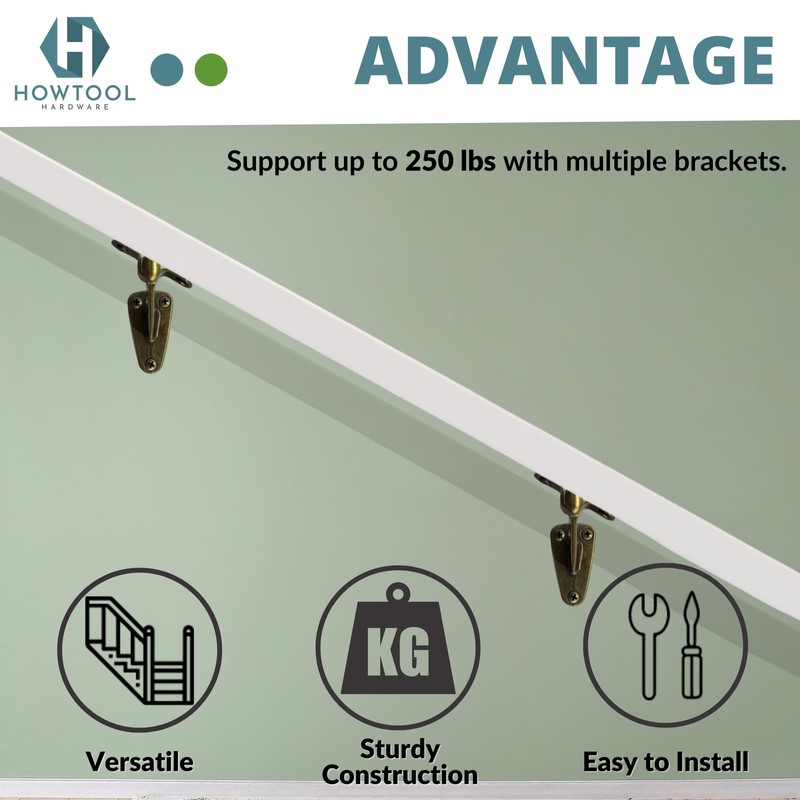 Heavy Duty Handrail Bracket Antique Brass, 3 Pack | HOWTOOL