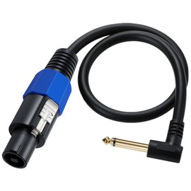 MTUERANC Speakon to 1/4 Mono Speaker Cable, 6.35mm (1/4") TS Plug to Speakon Male Speaker Audio Adapter for DJ/PA Speaker Cord with Twist Lock -50cm/0.5FT (Speakon Male to 1/4 Male Right Angle)