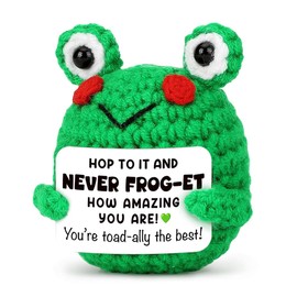 Tiny Detalles Funny Frog Crochet, Cute Positive Crochet with Encouragement Cards, Inspirational Gift Ideas for Women, Friends, Christmas and Birthday Gifts, Small Gifts for Coworkers Frog Decor