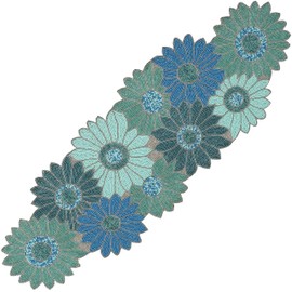 ALPHA Living HOME Elegant Handcrafted Beaded Table Runner – 13"x36" Glitz Décor for Farmhouse, Bridal, and Holiday Celebrations Luxury Dining Table Accent, Rustic Chic, Artisan-Made, Modern Floral