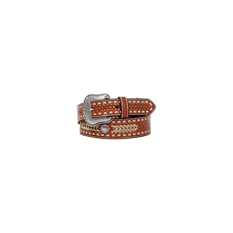 Nocona Men's Belt Basketweave Concho Belt, Size 46, Tan