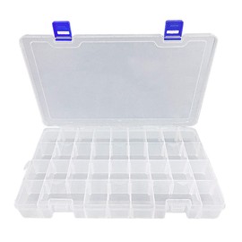 DUOFIRE Plastic Organizer Container Storage Box Adjustable Divider Removable Grid Compartment for Jewelry Beads Earring Container Tool Fishing Hook Small Accessories(34 Grids, White X 2 Pack)