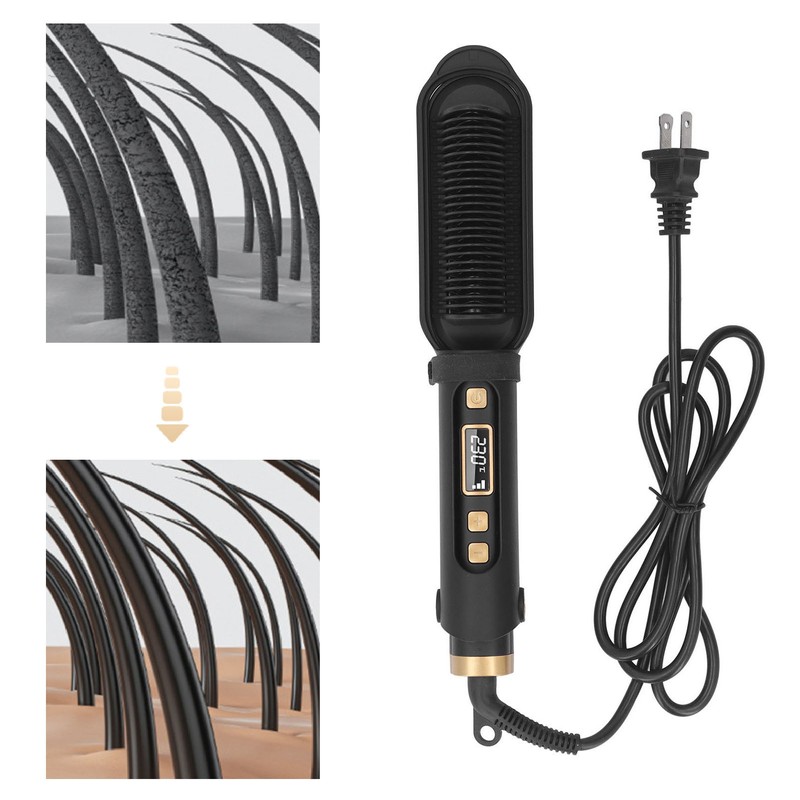 LED Hair Straightening Brush Negative Ion Adjustable Temperature Automatic Straight