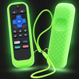 Case for Roku Remote, Cover for Hisense/TCL Roku TV Steaming Stick/Express Universal Replacement Controller Silicone Sleeve Skin with Lanyard Glow in The Dark Green