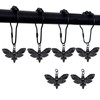 Moth Shower Curtain Hooks,12 Pcs Black Death Moth Skull Shower