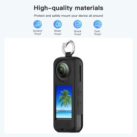 for Insta360 X5 Action Camera Silicone Protective Case, Insta360 X5 case Cover with Keychain Easy to Carry,Anti-scrathes&Shockproof,Black