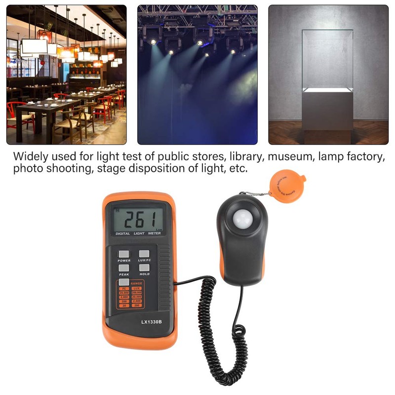 Akozon Digital Luxmeter LX1330B LCD Display Light Meter Lux Meter