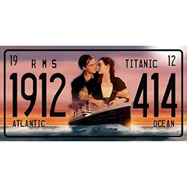 OPO 10 - Decorative metal plate from the TITANIC film with Leonard Di Caprio and Kate Winslet - Size 30x15 cms