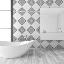 NAKLEO Maior Tile Stencil for Painting, 20 x 20 cm, Geometric Hand-Painted Square, Modern, Plastic Reusable Floor Stencil, DIY, Wooden Furniture Wall Decoration, Terracotta