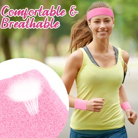 Becellen 3-Piece Sweatband Set Fitness Headband Sports Forehead Headband Arm Sweatband Wrist for Women Men Running Jogging Basketball Football Tennis