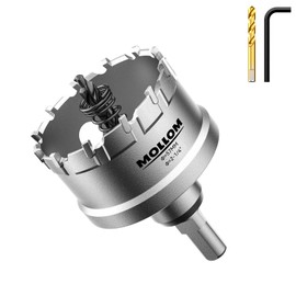 Mollom (2-1/4''|57mm) Heavy Duty Carbide Hole Saw with 2 Pilot Drill Bits, Hole Cutter cuts Stainless Steel, mild Steel, Iron, Copper, Brass, Plastic