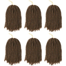 Spring Twists Crochet Braiding Hair 6 Packs 12 Inch Bomb Twist Hair Ombre Colors Kanekalon Low Temperature Synthetic Fiber Fluffy Hair Extensions 15 Strands/Pack #30