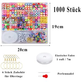 Canollo Bead Bracelet Craft Set with 1000 Pieces Soft Ceramic Beads, 7 m Thread, 24 Pattern Beads for Threading Yourself, DIY Beads Set for Crafts Necklace Earrings Birthday Gifts