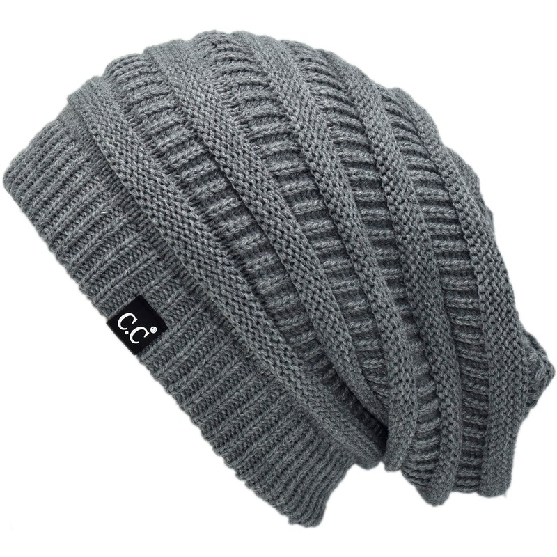 Fuzzy Lined Stretchy Cold Weather Toboggan Cap Stocking Slouchy Oversized