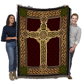 Pure Country Weavers Celtic Cross Blanket Throw Woven from Cotton - Made in The USA (72x54)
